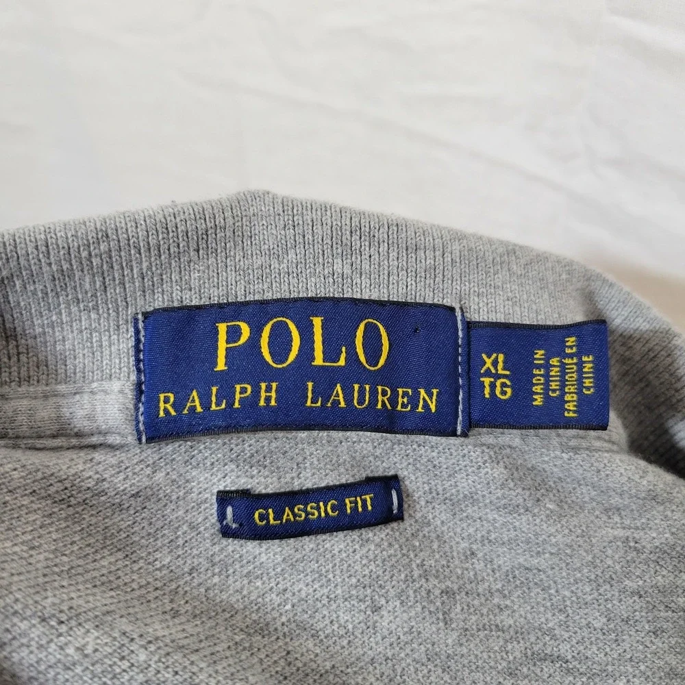 Polo Ralph Lauren Men's Classic Fit Polo Bear Knit Shirt Gray Size XL Football